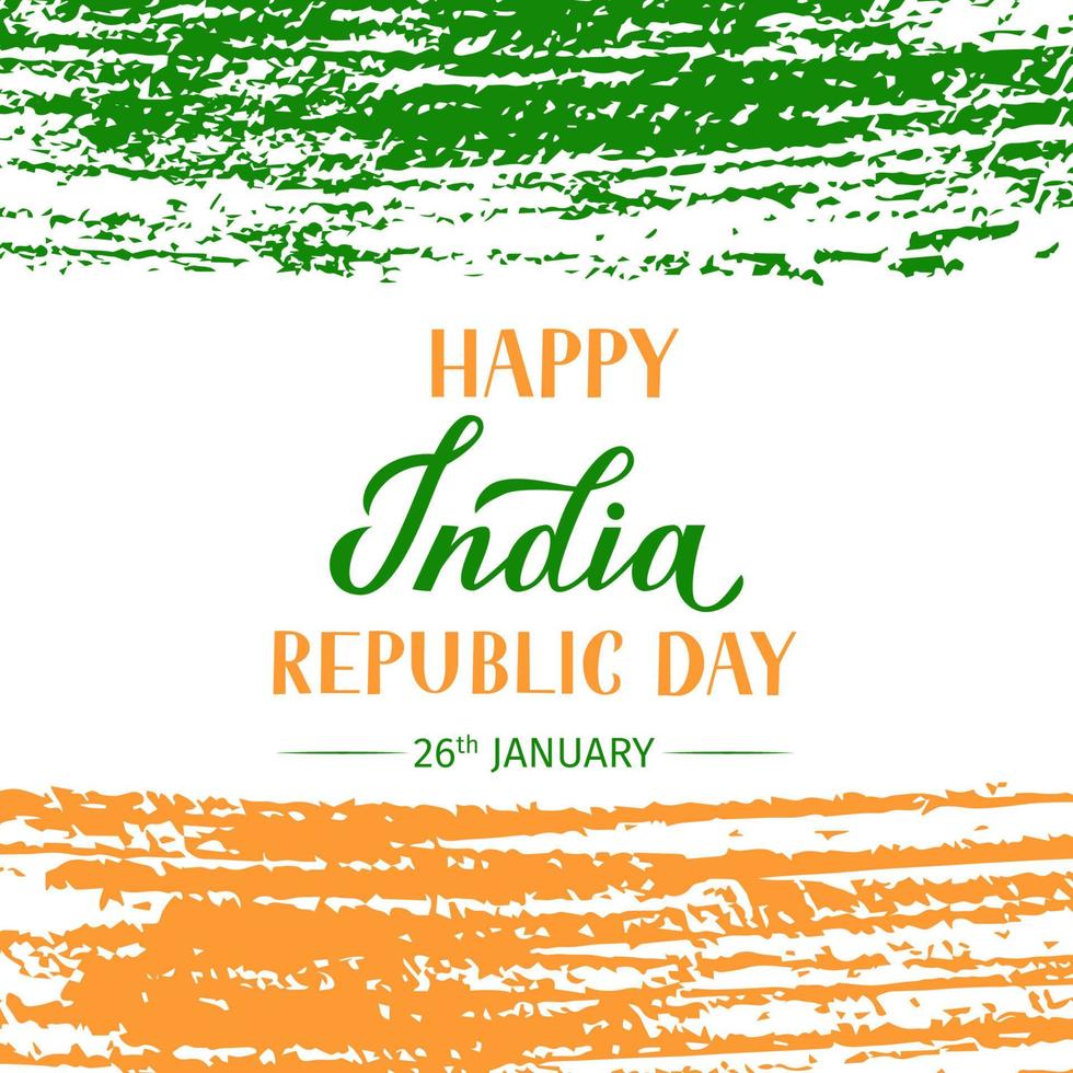India Republic Day grunge vector illustration. Indian holiday celebration typography poster. Easy to edit template for greeting card, flyer, banner, t-shirt, etc.