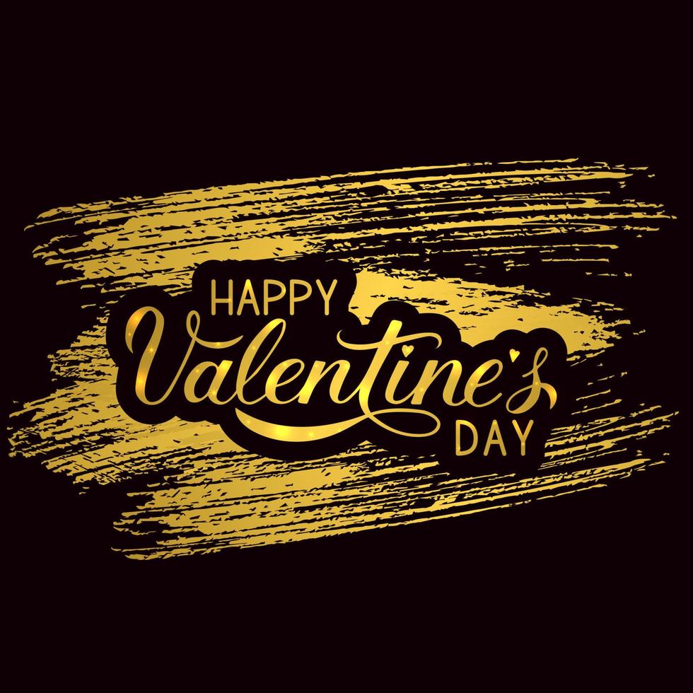 Happy Valentine s Day gold writing. Hand drawn calligraphy lettering. Easy to edit vector template for Valentines day greeting card, party invitation, poster, flyer, banner etc.