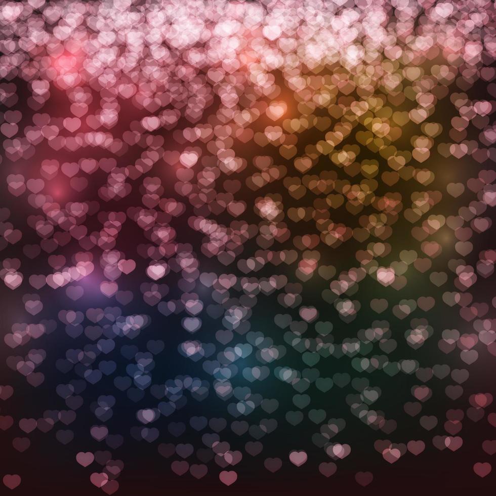 Valentine s day bright confetti on a dark background. Greeting card with falling hearts vector illustration. Easy to edit design template.