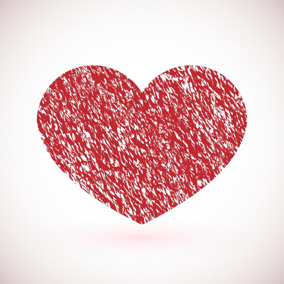 Red grunge heart. Symbol of love. Valentine s day vector illustration. Easy to edit design template.