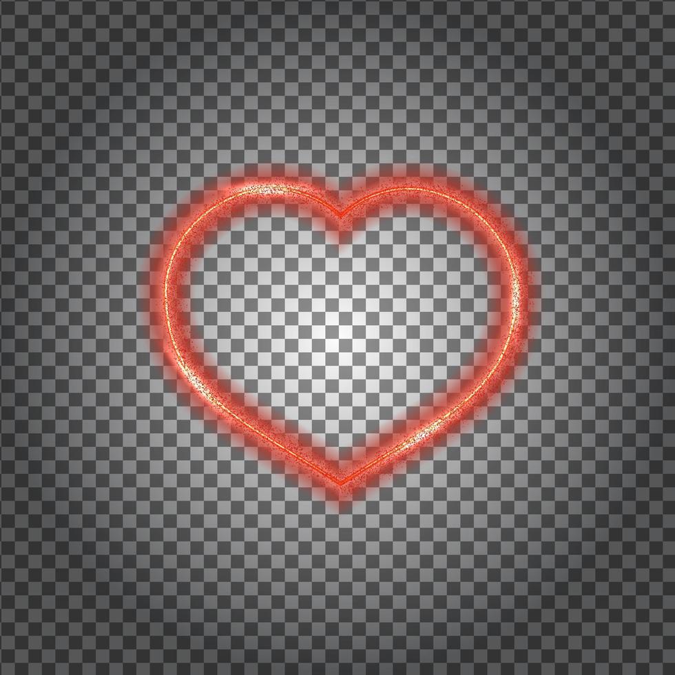 Red glowing heart with sparkling particles. Isolated on transparent. vector
