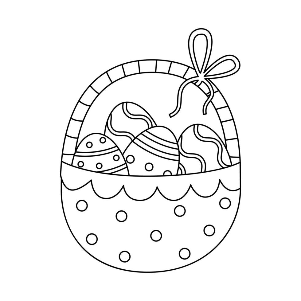 Vector illustration of Easter basket in cartoon style isolated.