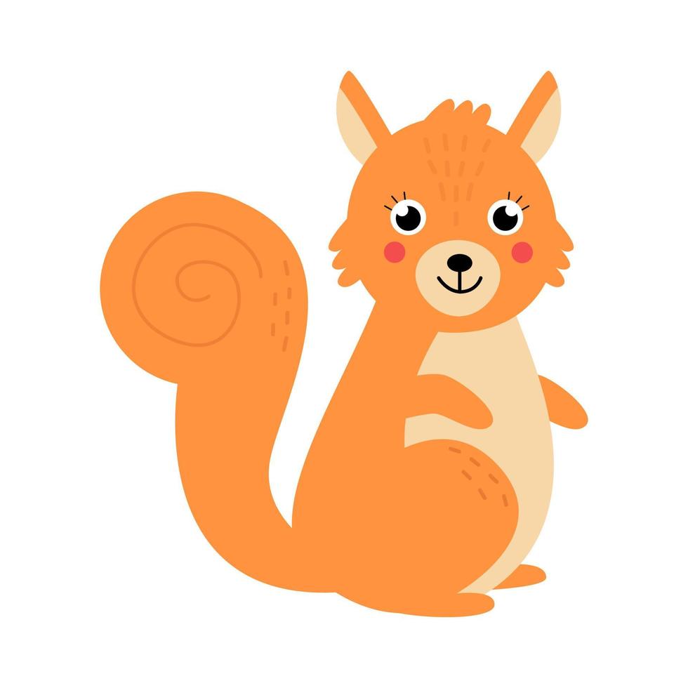 Vector illustration of cute squirrel isolated on white background.