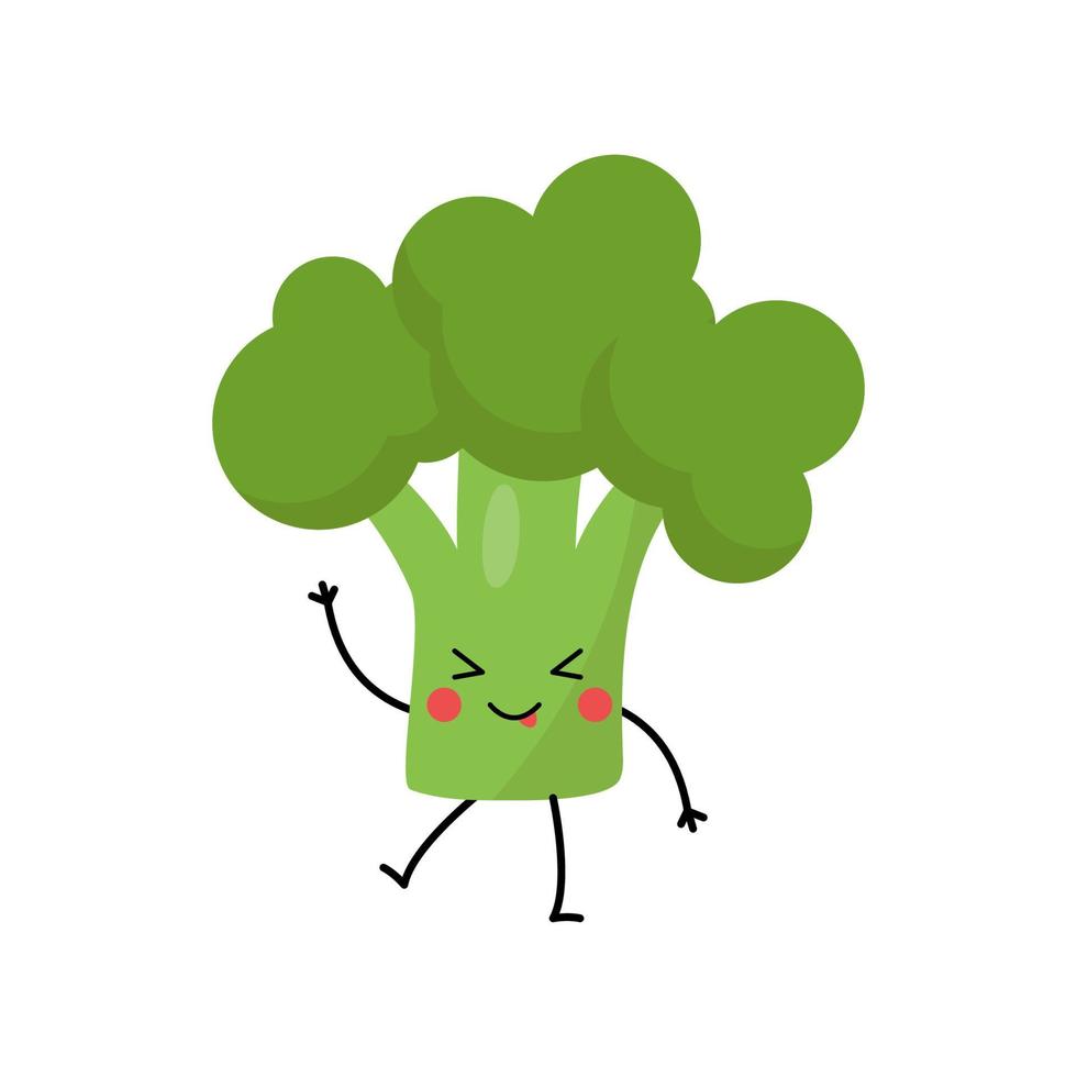 Vector illustration of cute broccoli isolated on white background.