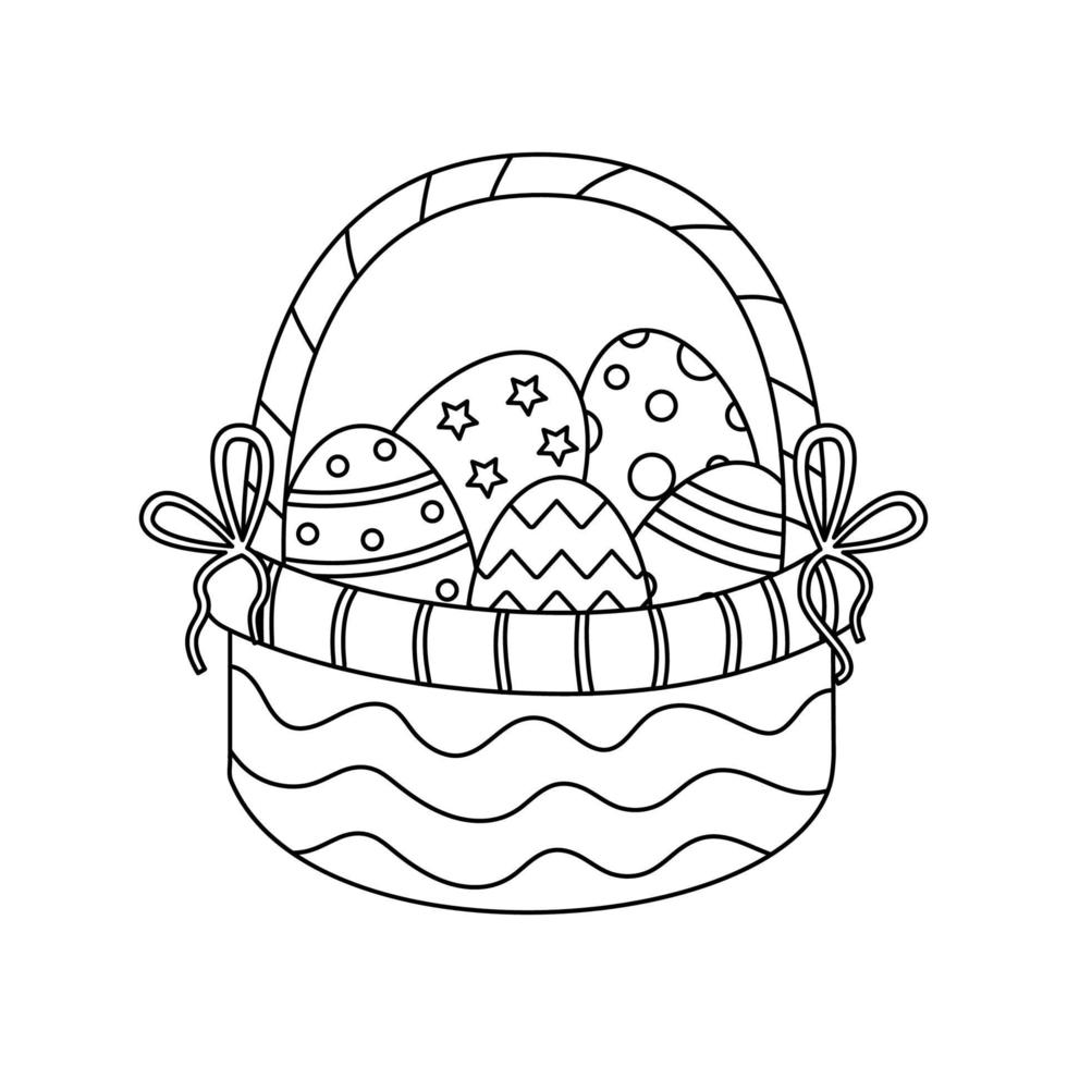 Vector illustration of Easter basket in cartoon style isolated.