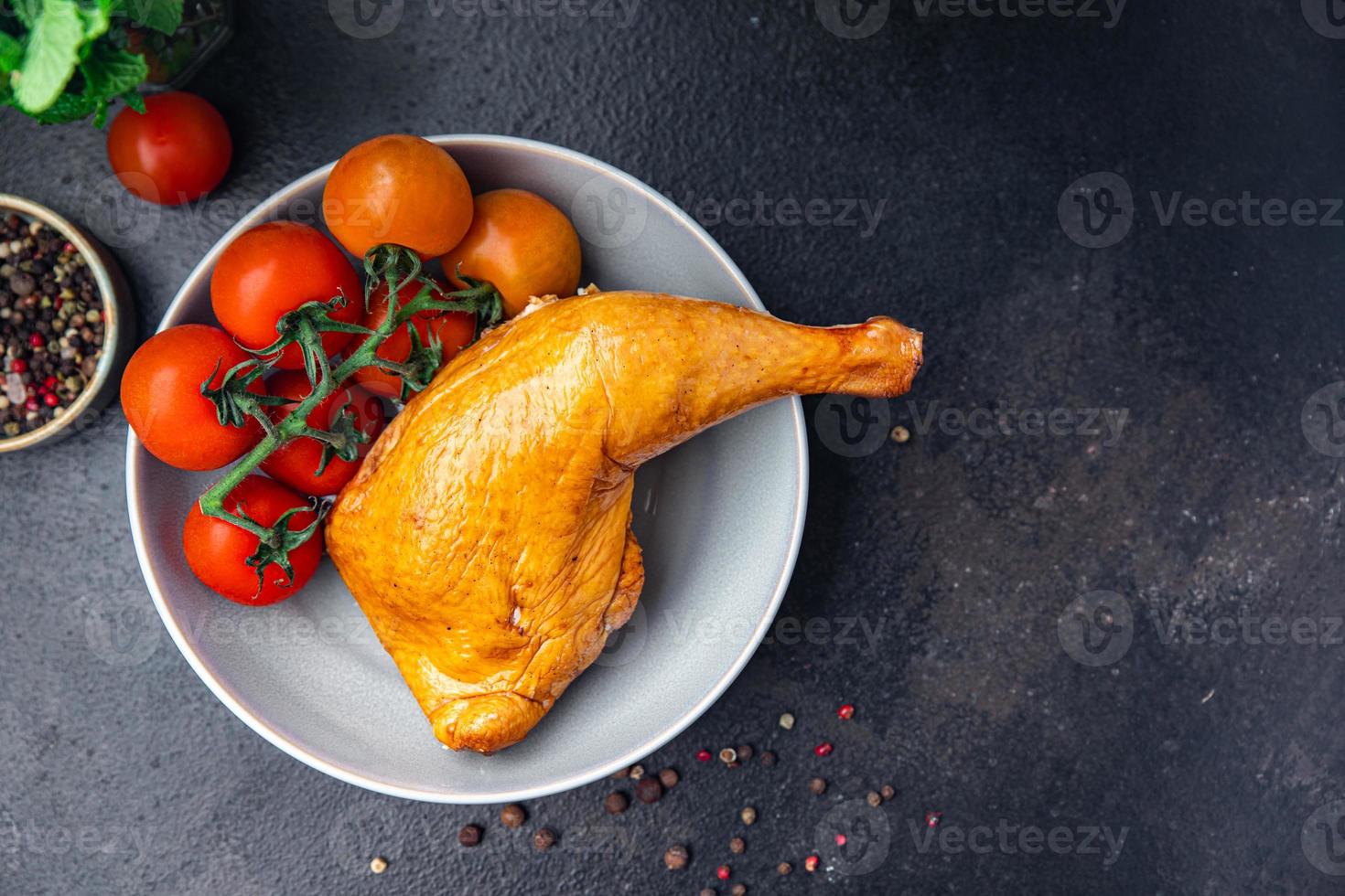 chicken leg fried smoked meat poultry meal food snack photo