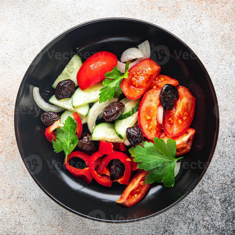 fresh vegetable salad tomato, cucumber, pepper, onion, black olives