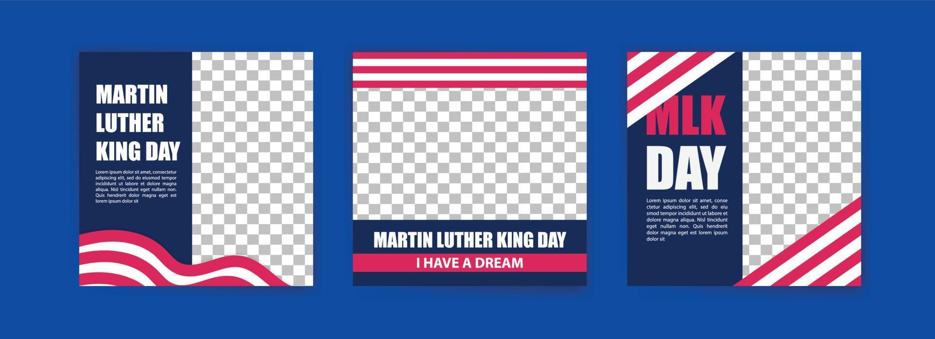 Social media post template for Martin Luther King day. Vector background for banners, posters and social media ads.