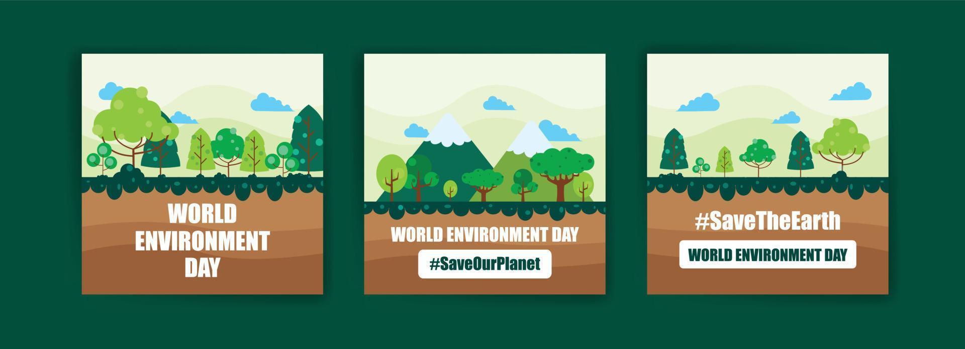 World Environment Day. Education and campaigns on the importance of protecting nature. social media post for World Environment Day. vector