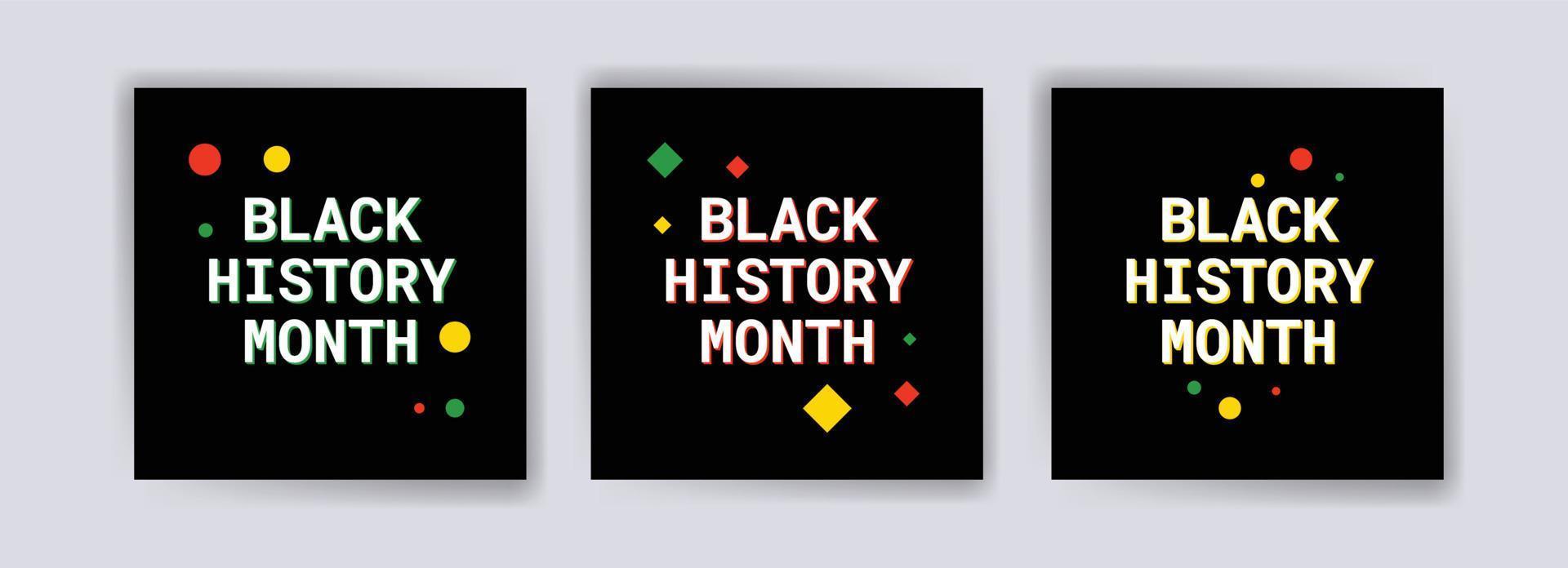 colección de publicaciones en redes sociales del mes de la historia negra. celebrando el mes de la historia negra. vector