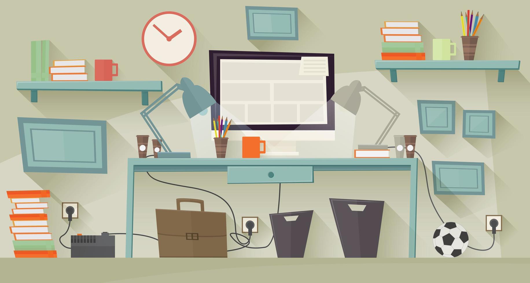 Workplace concept. Flat design. vector
