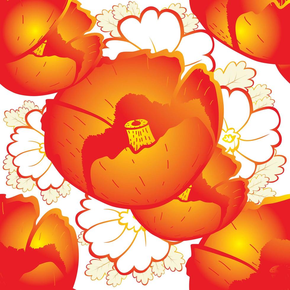 Retro a background with red poppies. vector