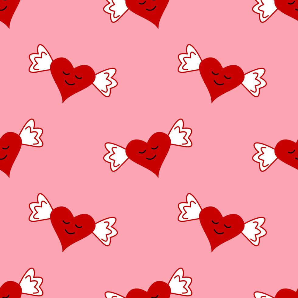 A simple pattern of cute hearts in the kartoon style. vector
