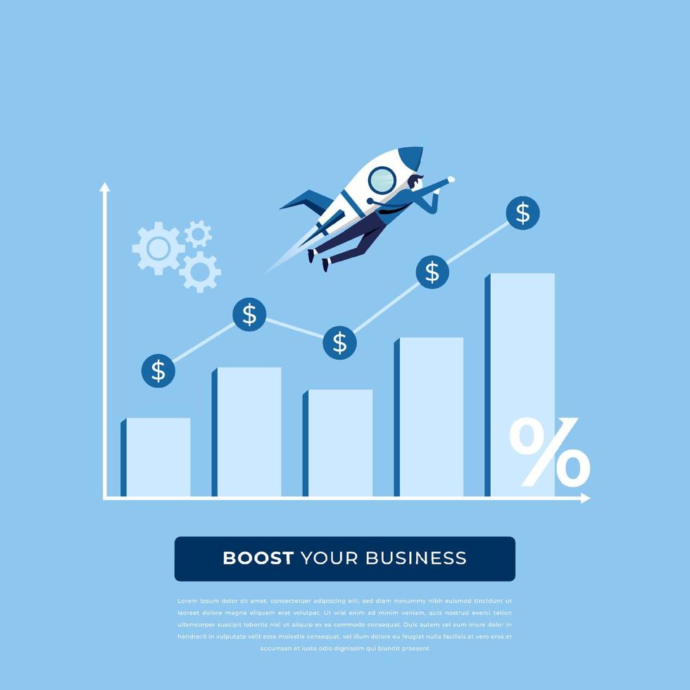 Boosting business concept. Business growth with successful financial strategy vector