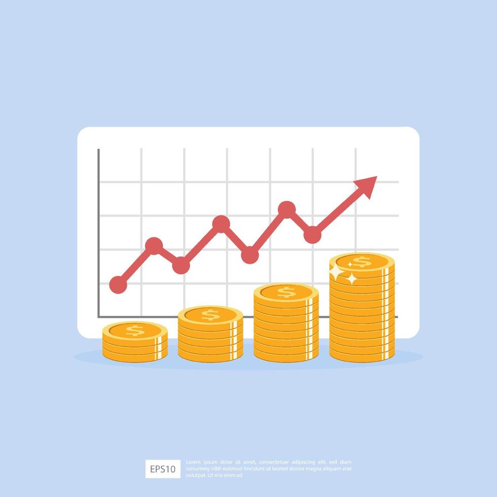 Finance performance of return on investment ROI concept with arrow. Business profit growth margin revenue vector