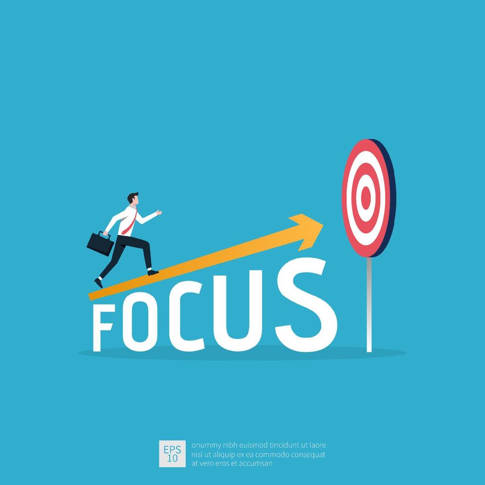 Business concept, businessman running toward to the target, Focus on goal symbol vector