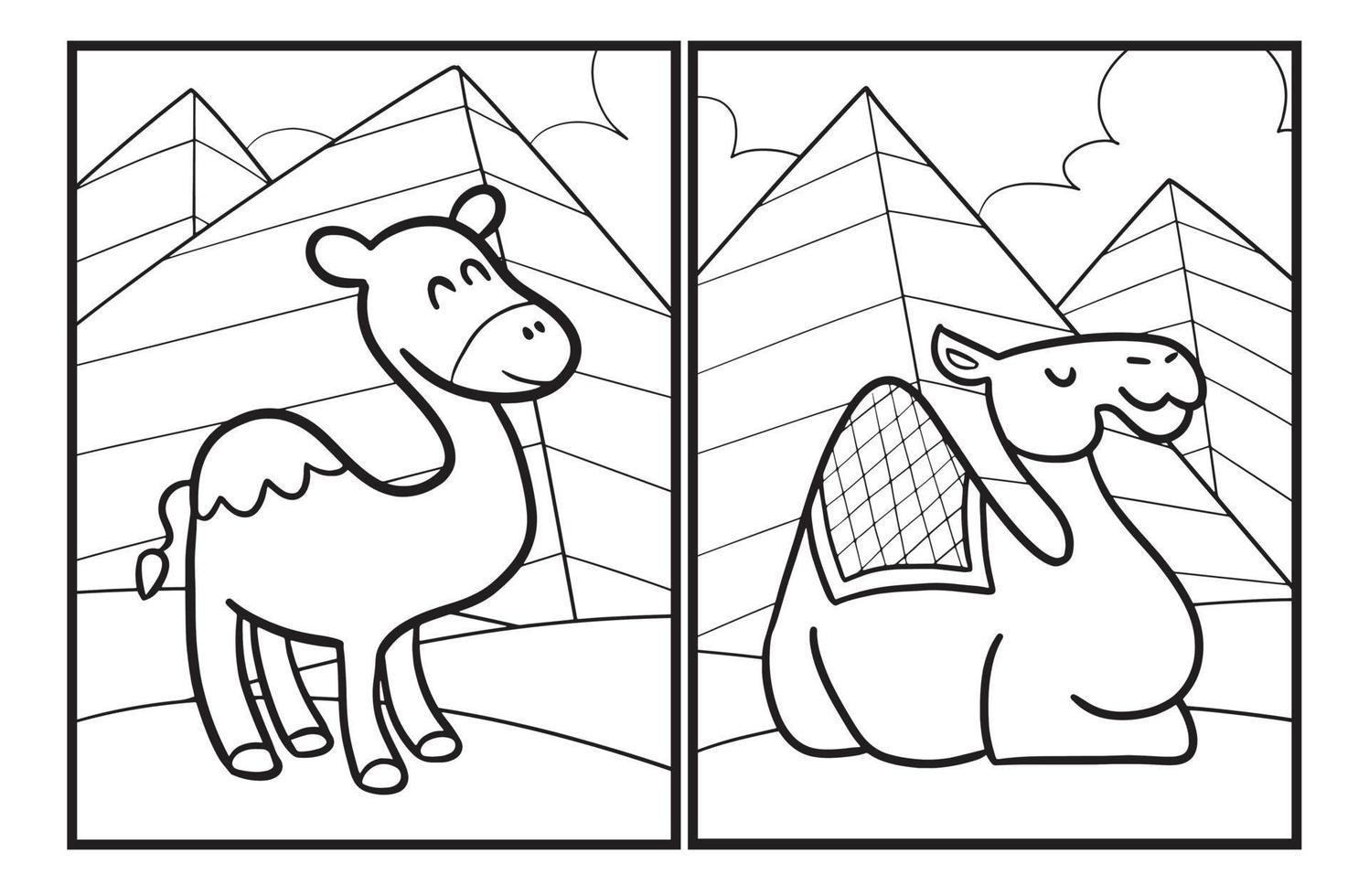 Funny camel coloring page vector