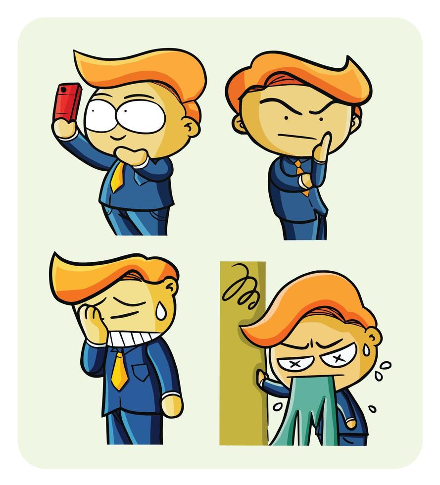 Funny worker in many poses vector