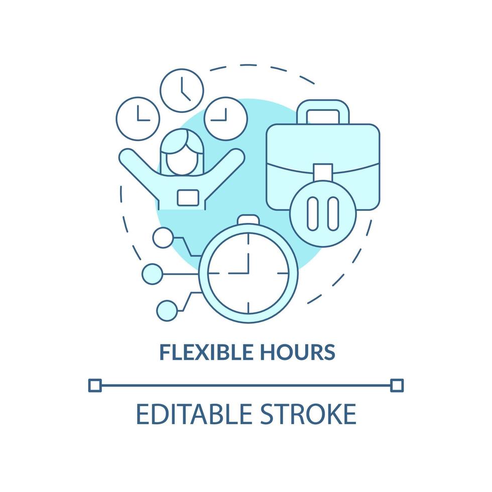 Flexible work time concept icon. Flextime. Adjustable job schedule abstract idea thin line illustration. Isolated outline drawing. Editable stroke. Roboto-Medium, Myriad Pro-Bold fonts used vector