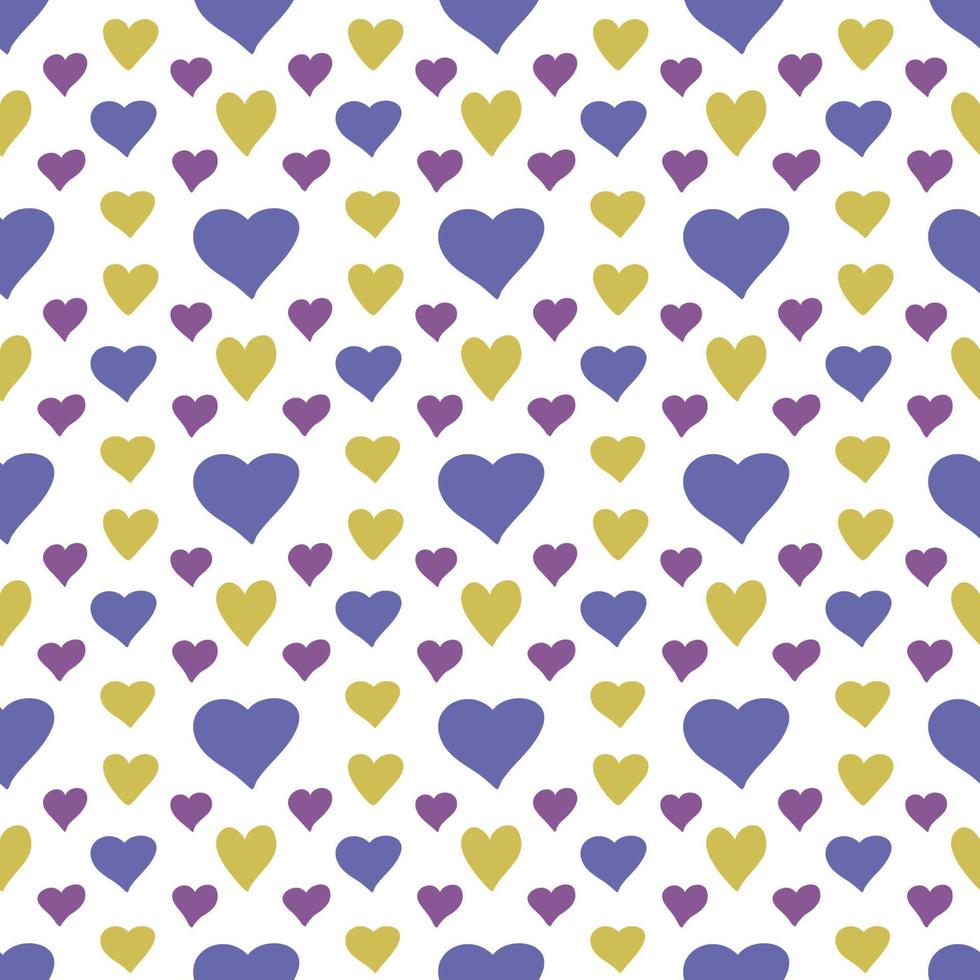 Colorful simple digital drawing seamless pattern with hearts in doodle style. Great basic for print, badge, party invitation, banner, holidays cards, print, paper, design. Valentine's day. vector