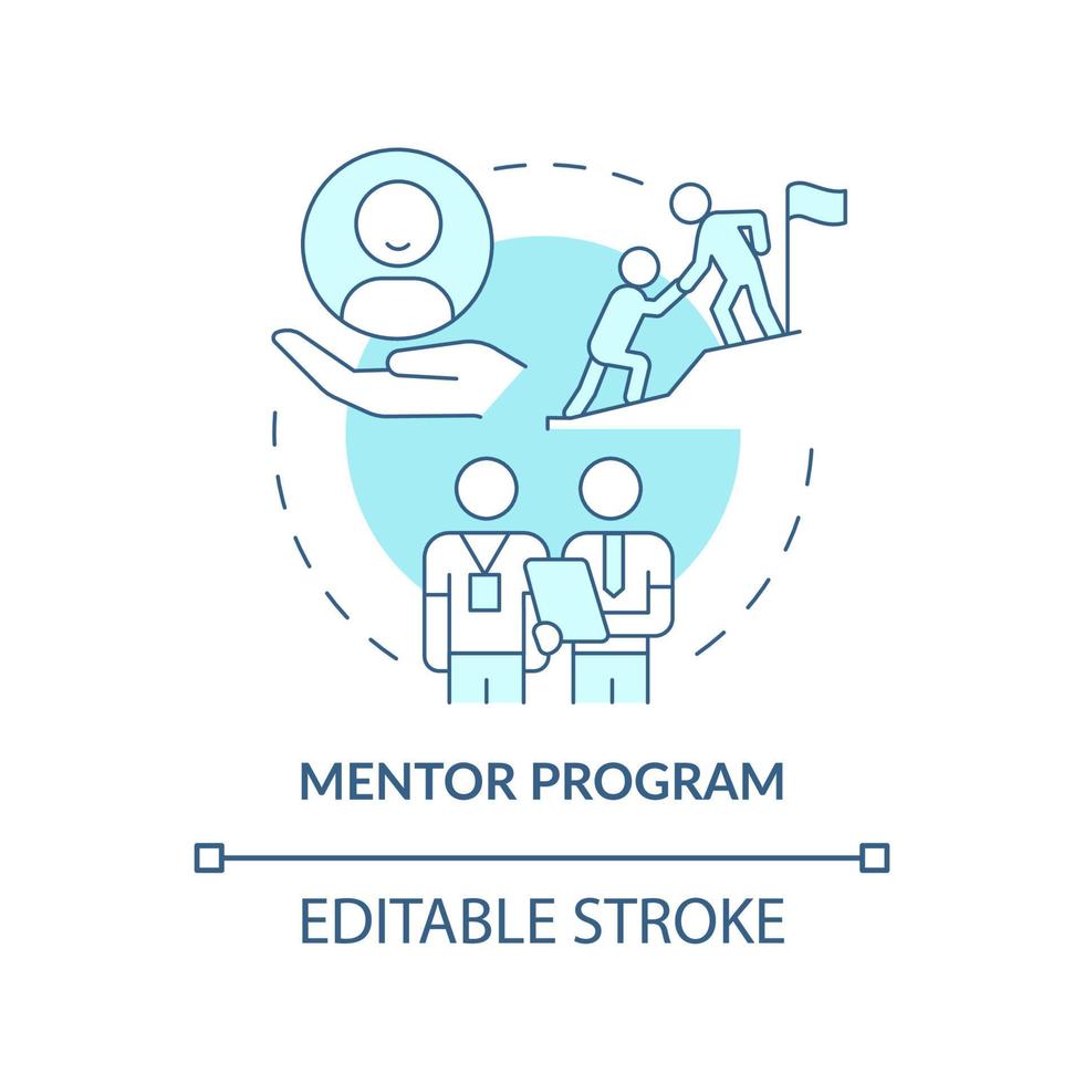 Mentorship concept icon. Professional experience sharing. Staff training abstract idea thin line illustration. Isolated outline drawing. Editable stroke. Roboto-Medium, Myriad Pro-Bold fonts used vector