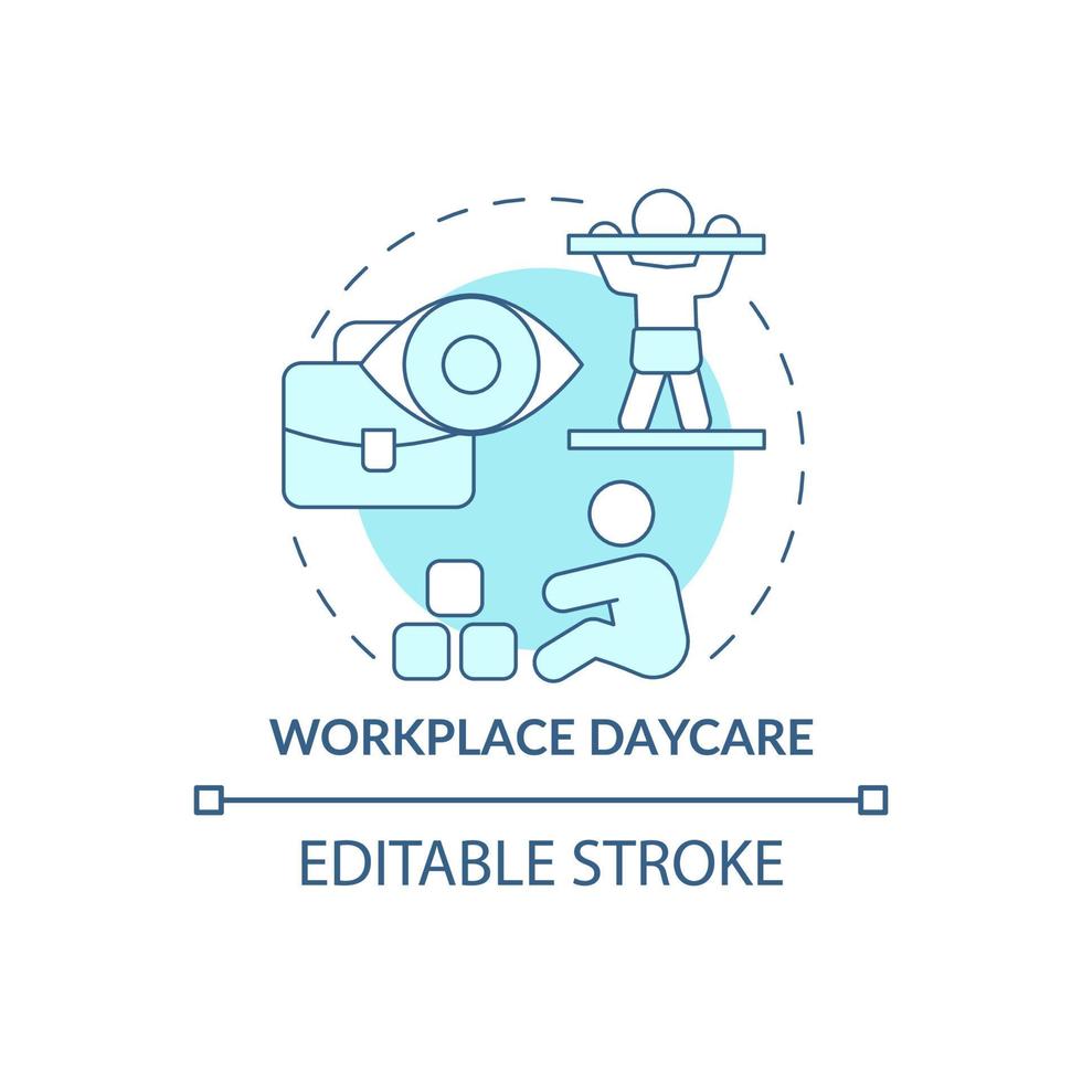 Workplace childcare concept icon. Staff kids babysitting. Parents work perks abstract idea thin line illustration. Isolated outline drawing. Editable stroke. Roboto-Medium, Myriad Pro-Bold fonts used vector