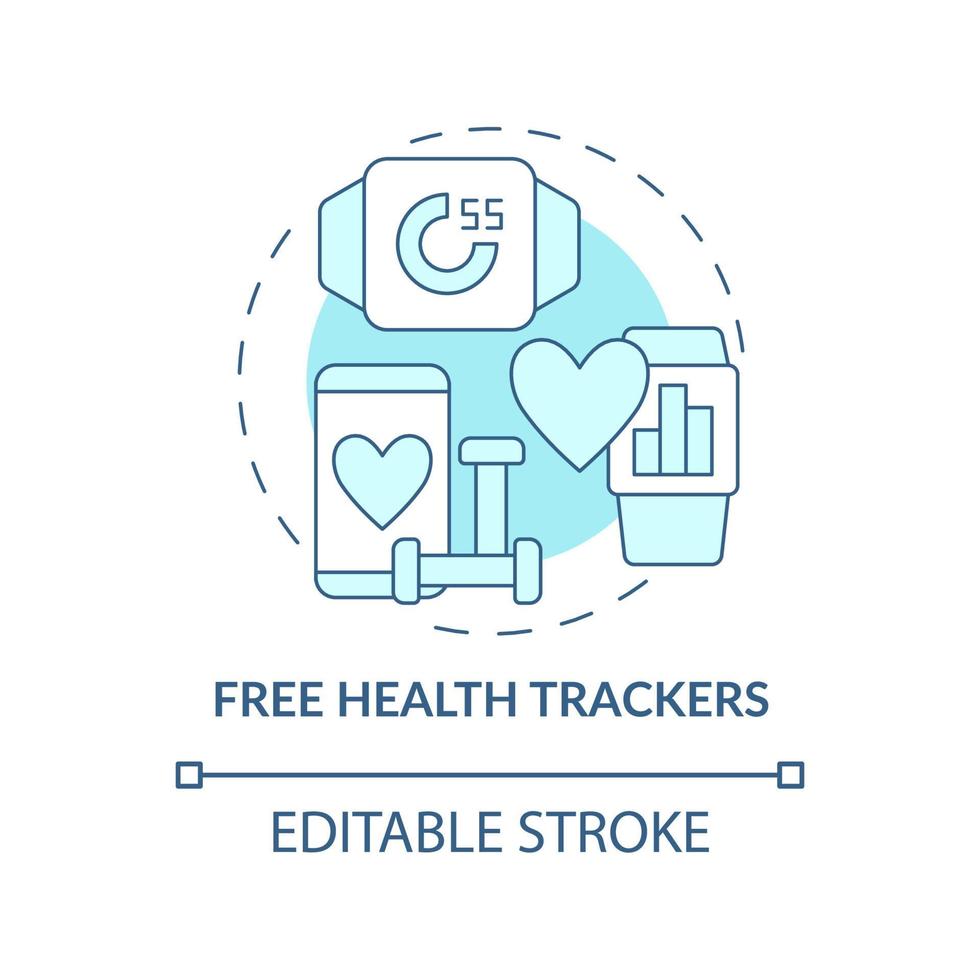 Health trackers for staff concept icon. Calorie monitoring. Activity tracking abstract idea thin line illustration. Isolated outline drawing. Editable stroke. Roboto-Medium, Myriad Pro-Bold fonts used vector