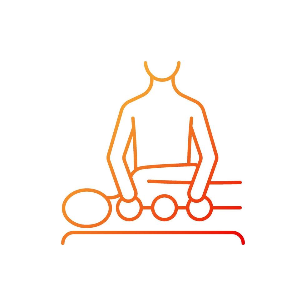 Chiropractic care gradient linear vector icon. Mechanical disorders treatment. Spinal problems prevention. Thin line color symbol. Modern style pictogram. Vector isolated outline drawing