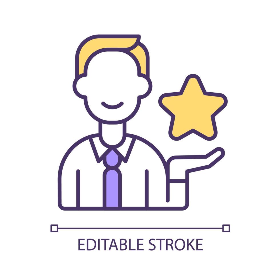 Brand identity value RGB color icon. Positive experience with service for customers. Performance in work from manager. Isolated vector illustration. Simple filled line drawing. Editable stroke