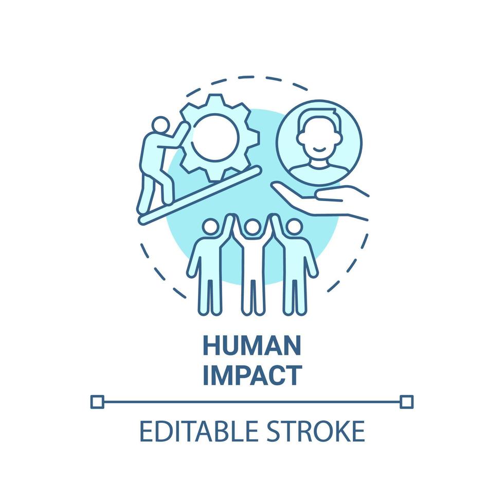 Human impact blue concept icon. Social entrepreneurship abstract idea thin line illustration. Development and improvement of society. Vector isolated outline color drawing. Editable stroke