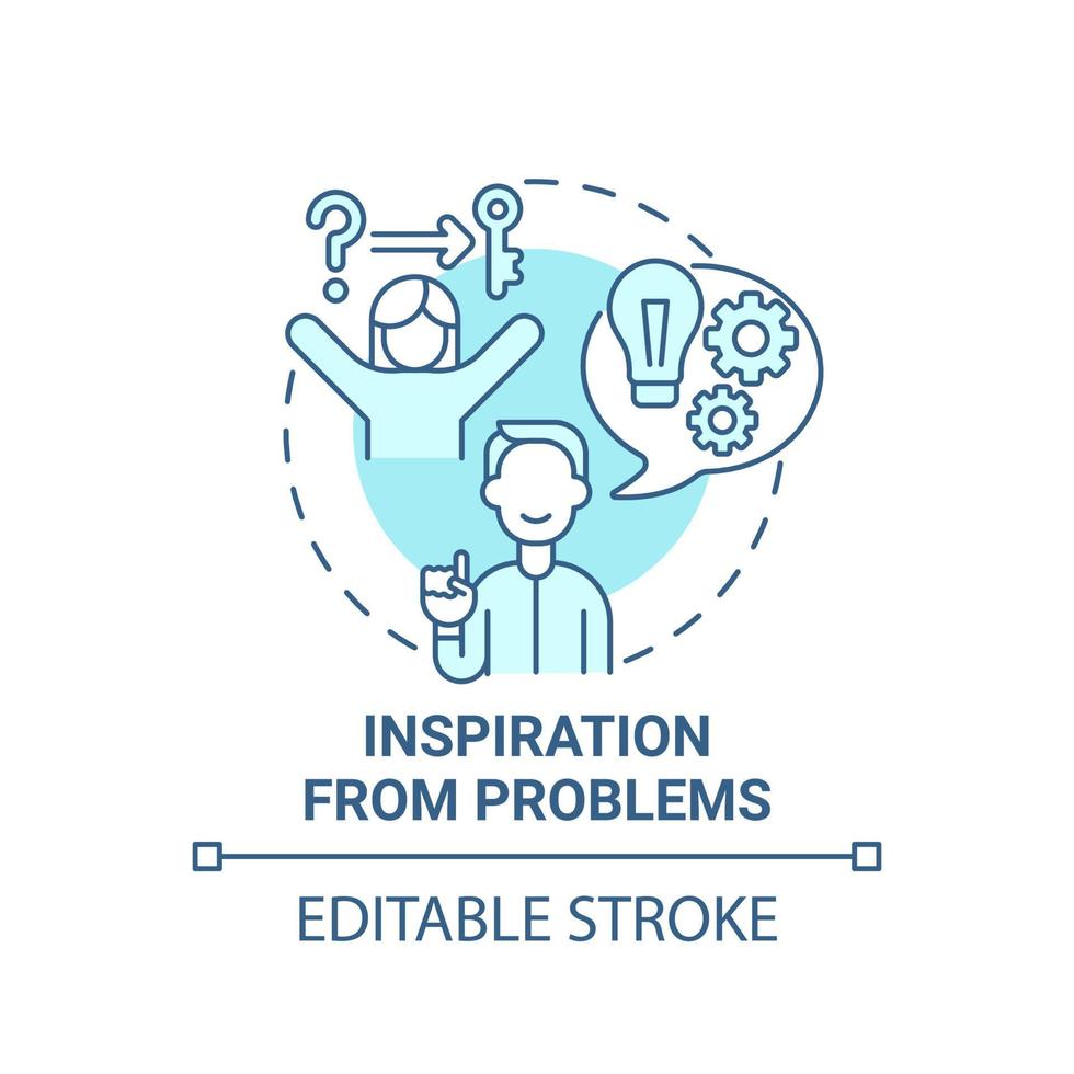Inspiration from problems blue concept icon. Entrepreneur characteristic abstract idea thin line illustration. Finding effective solutions. Vector isolated outline color drawing. Editable stroke