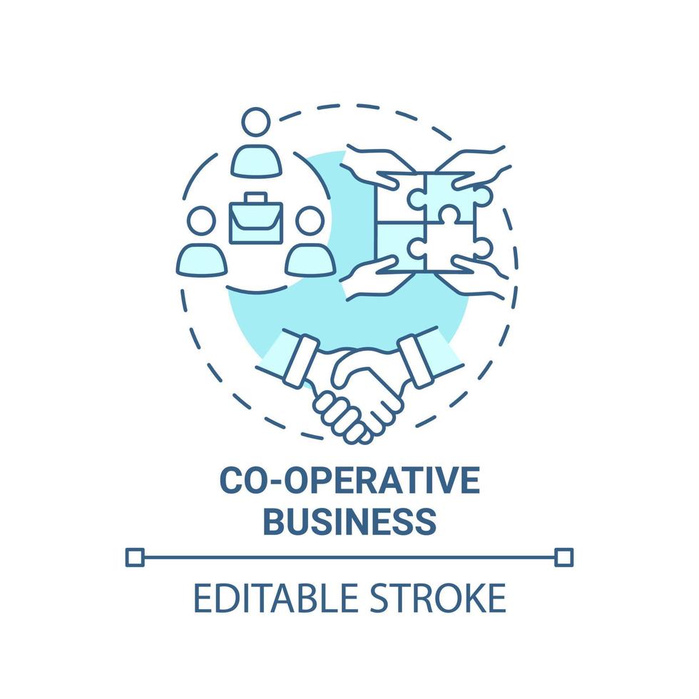 Co operative business blue concept icon. Social entrepreneurship type