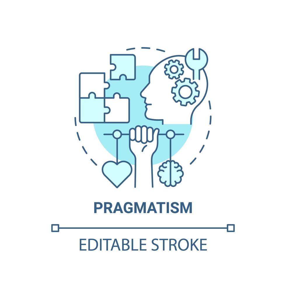 Pragmatism blue concept icon. Social entrepreneur characteristic abstract idea thin line illustration. Problem solving and prediction skills. Vector isolated outline color drawing. Editable stroke