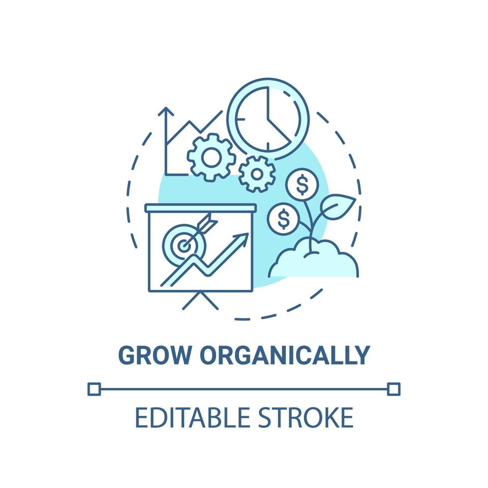 Grow organically blue concept icon. Starting social entrepreneurship abstract idea thin line illustration. Company growth and development. Vector isolated outline color drawing. Editable stroke