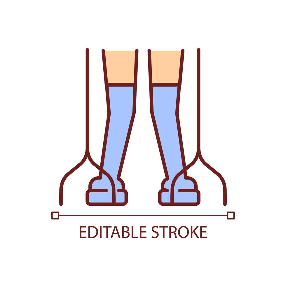 Cerebral palsy RGB color icon. Movement and posture balance disorders. Coordination functions disability. Muscle problems. Isolated vector illustration. Simple filled line drawing. Editable stroke