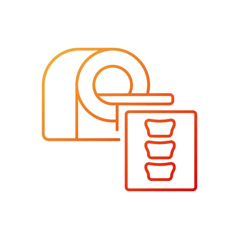 MRI scans gradient linear vector icon. Disease testing procedure. Medical technology. Patient condition diagnosis. Thin line color symbol. Modern style pictogram. Vector isolated outline drawing