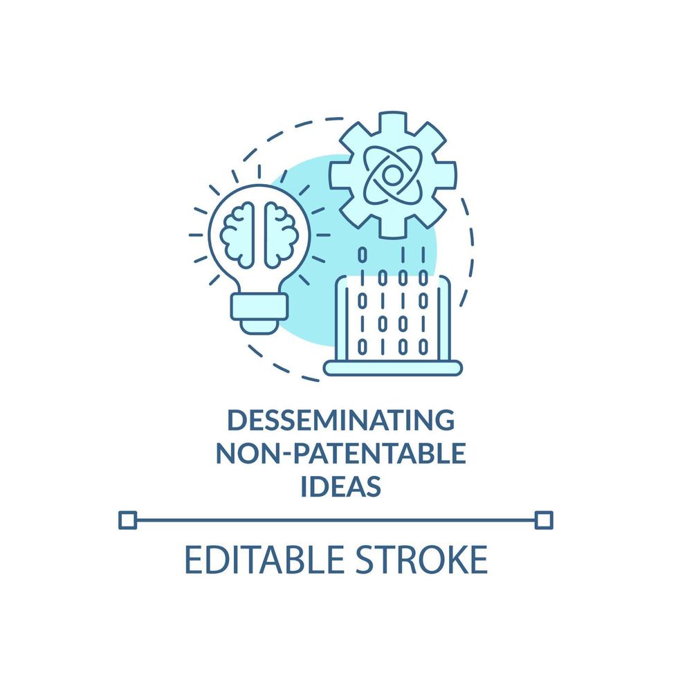 Transfering non-patentable ideas concept icon. Scientific knowledge sharing. Noncommercial invention abstract idea thin line illustration. Vector isolated outline color drawing. Editable stroke