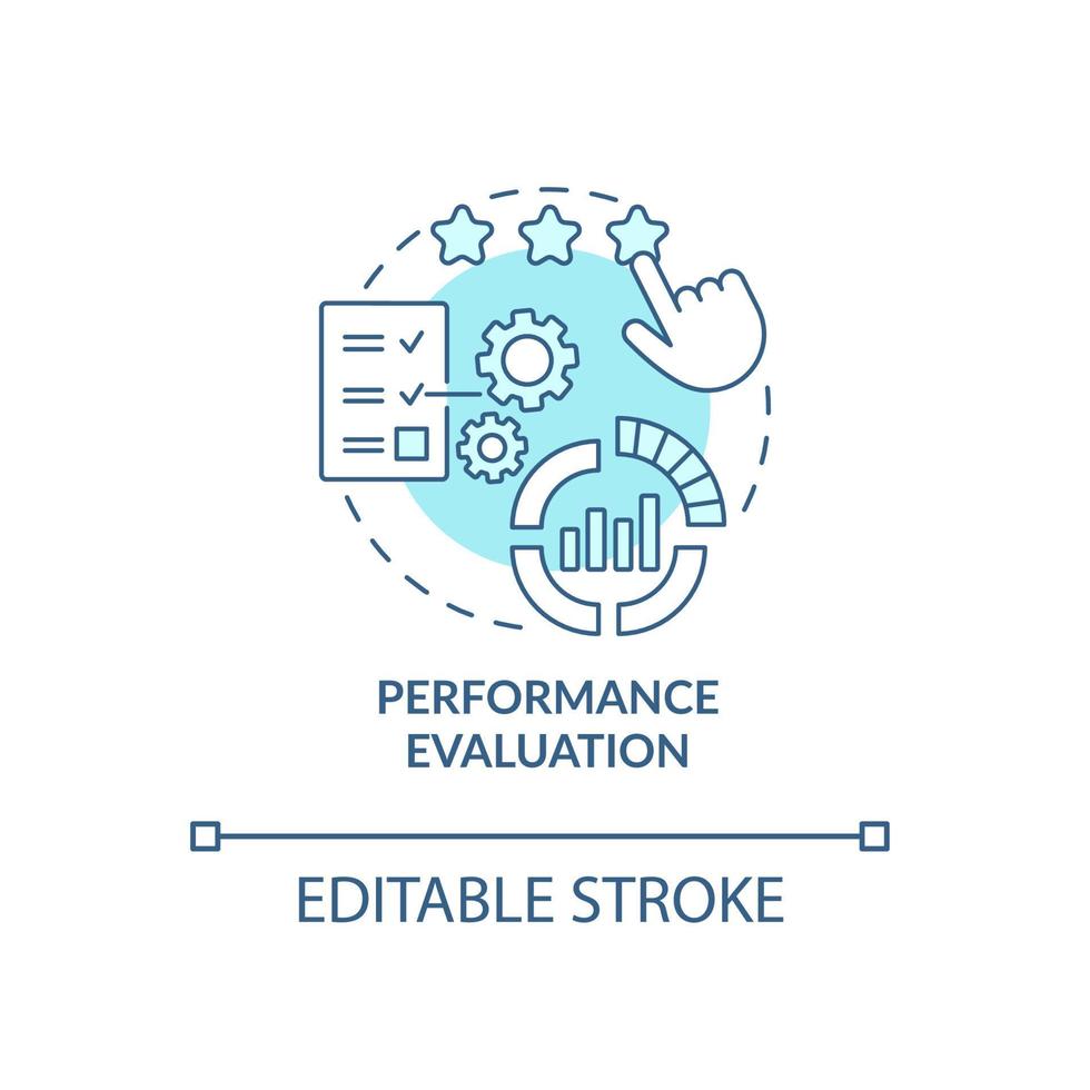 Performance review concept icon. Measure employee working outcome. Staff productivity appraisal abstract idea thin line illustration. Vector isolated outline color drawing. Editable stroke