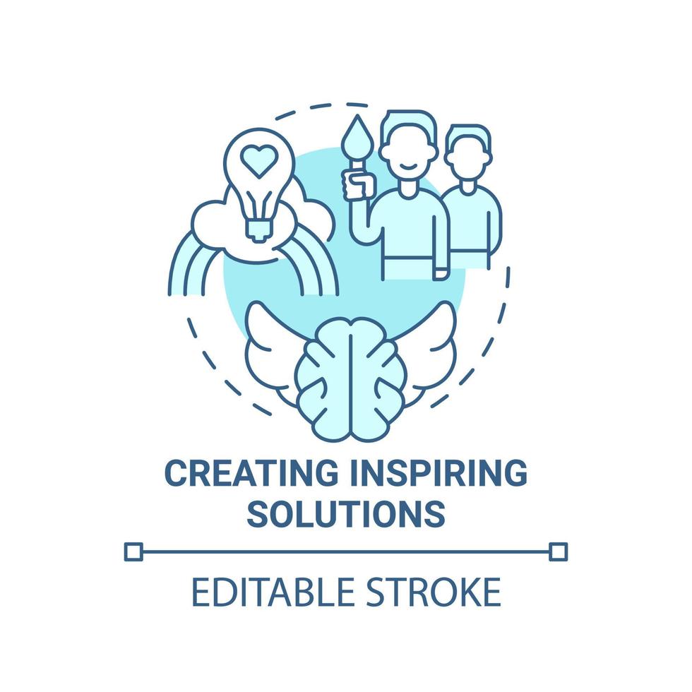 Creating inspiring solutions blue concept icon. Social entrepreneurship abstract idea thin line illustration. Motivation and incentive to change. Vector isolated outline color drawing. Editable stroke