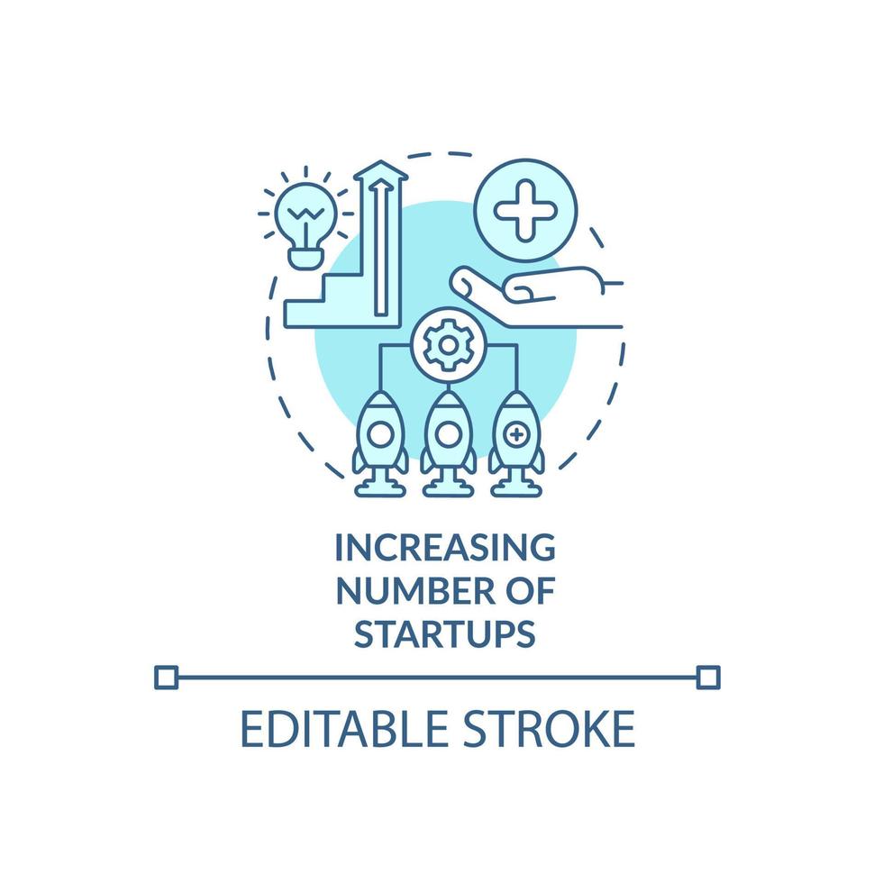 Raising number of startups concept icon. Launch innovative business. Entrepreneurship development abstract idea thin line illustration. Vector isolated outline color drawing. Editable stroke