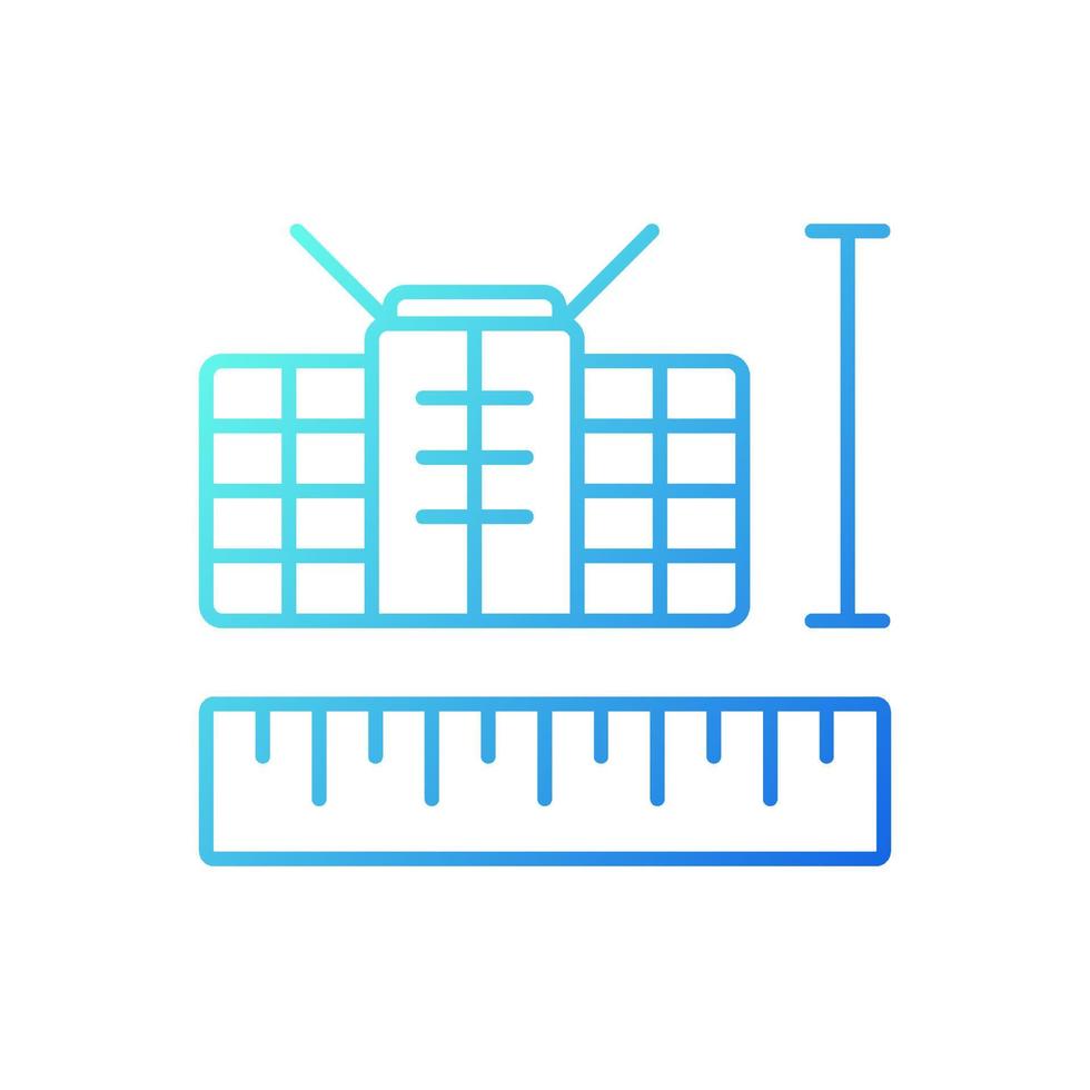 Nano Satellites gradient linear vector icon. Low mass, size science, cube-shaped innovative spacecrafts. Thin line color symbol. Modern style pictogram. Vector isolated outline drawing