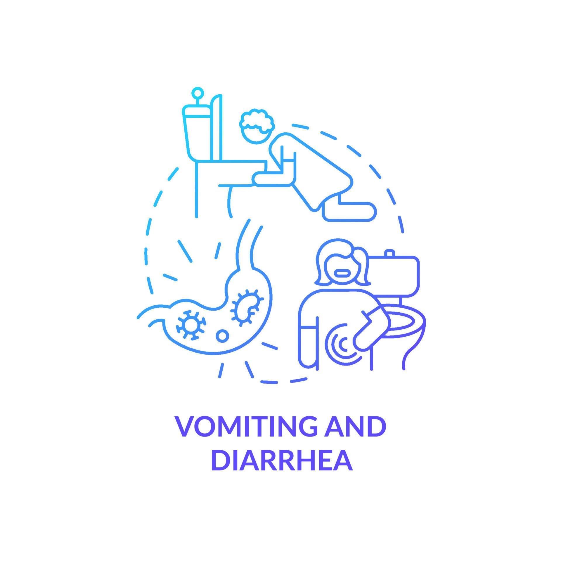 Vomiting and diarrhea blue gradient concept icon. Water and mineral