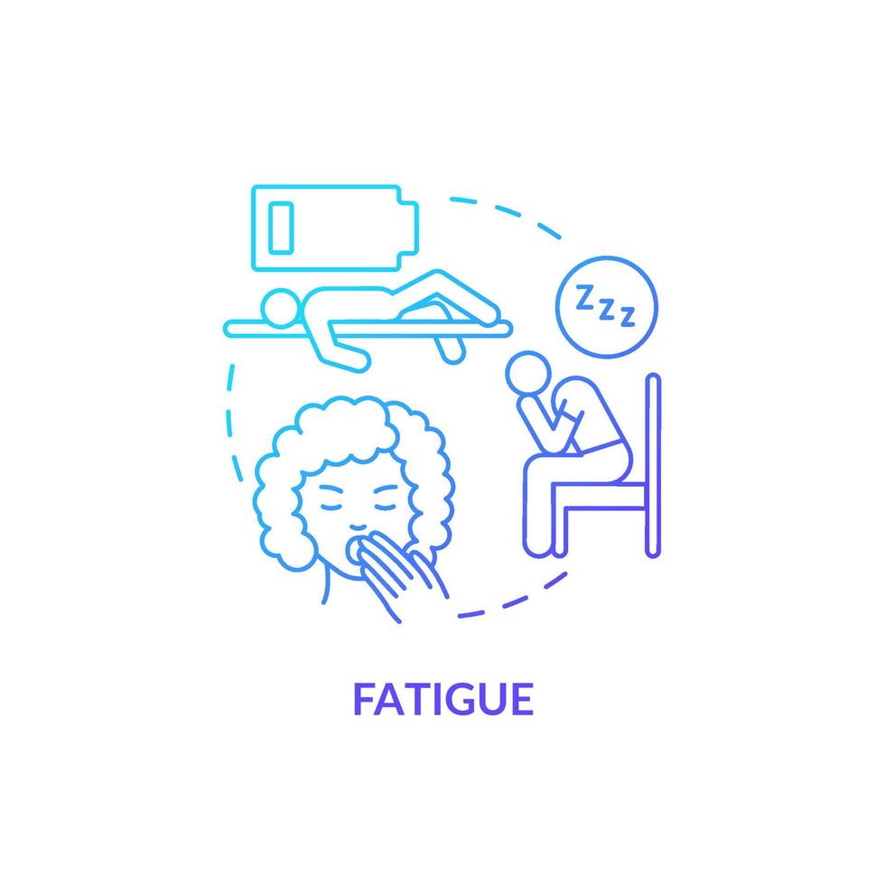 Fatigue blue gradient concept icon. Fluid and electrolytes loss can cause fatigue. Low energy and weakness. Dehydration abstract idea thin line illustration. Vector isolated outline color drawing.