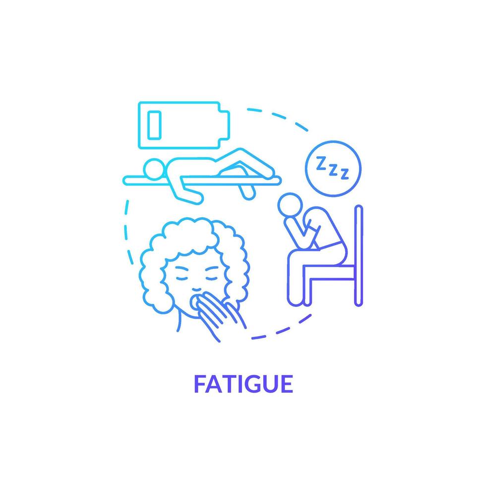 icono de concepto de gradiente azul de fatiga. la pérdida de líquidos y electrolitos puede causar fatiga. poca energía y debilidad. deshidratación idea abstracta ilustración de línea delgada. dibujo de color de contorno aislado vectorial. vector