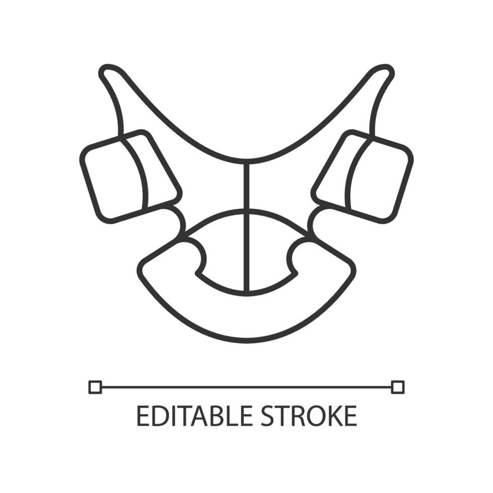 Dental retainer linear icon. Realigning teeth device. Orthodontic treatment. Removable appliance. Thin line customizable illustration. Contour symbol. Vector isolated outline drawing. Editable stroke