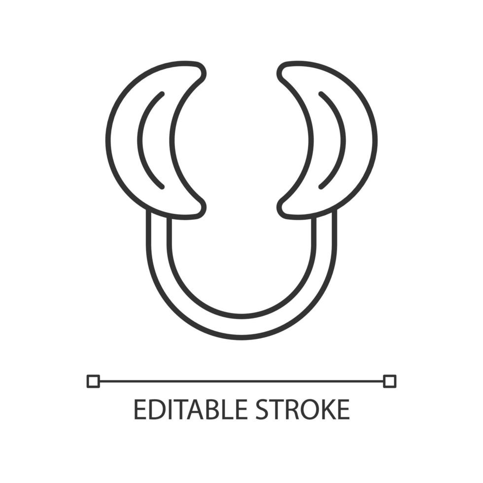 Dental lip retractor linear icon. Access to oral cavity. Wide mouth opening for dental procedure. Thin line customizable illustration. Contour symbol. Vector isolated outline drawing. Editable stroke