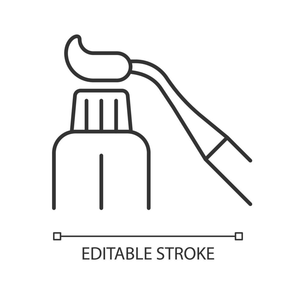 Resin dental material linear icon. Treating tooth decay. Biocompatible restorative filling. Thin line customizable illustration. Contour symbol. Vector isolated outline drawing. Editable stroke