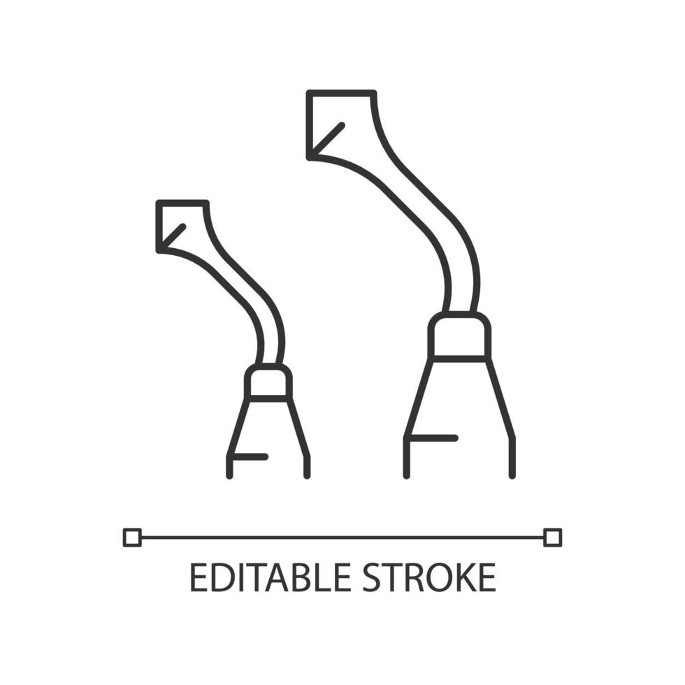 Burnisher linear icon. Dental hand instrument. Polishing teeth fillings. Carving dental material. Thin line customizable illustration. Contour symbol. Vector isolated outline drawing. Editable stroke