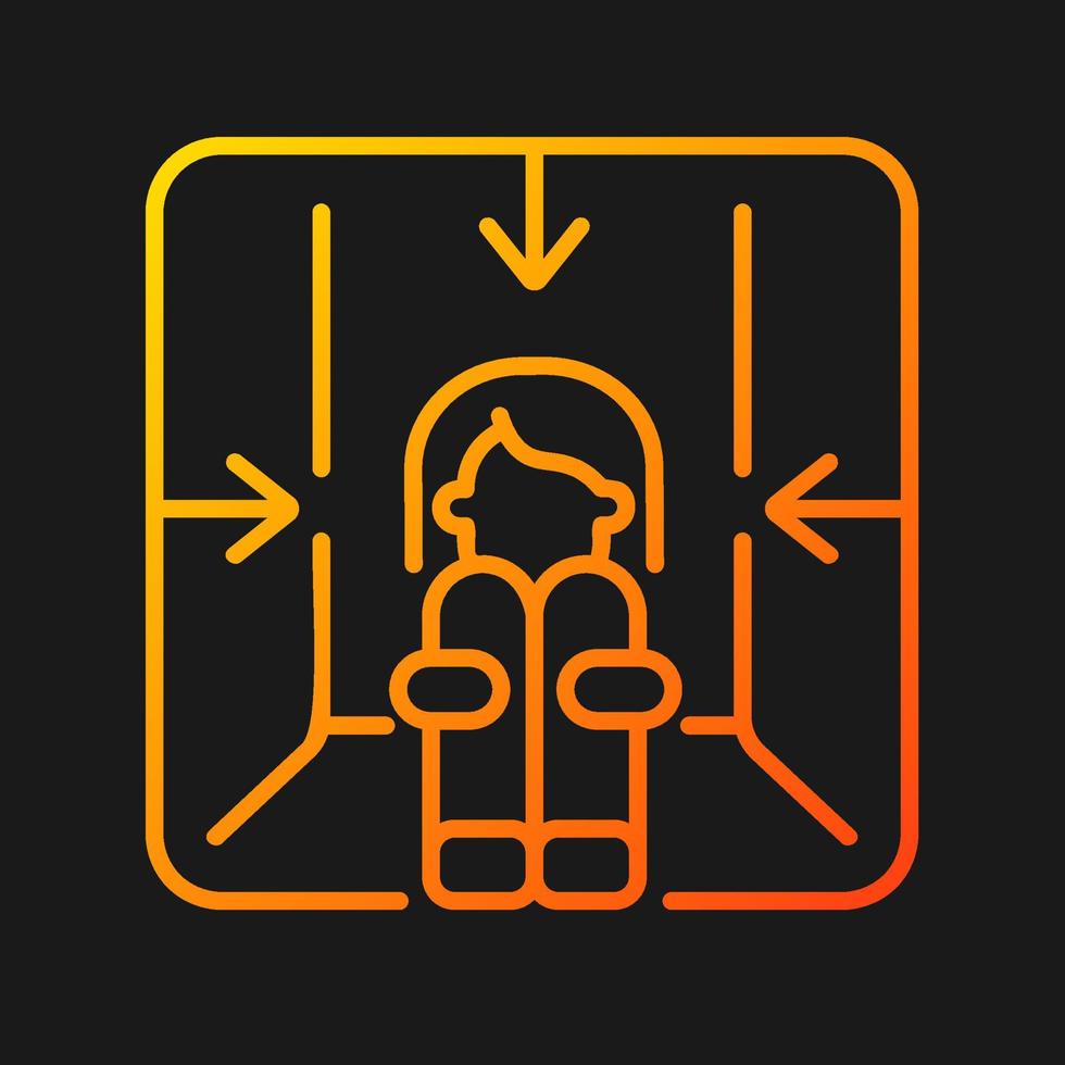 Claustrophobia gradient vector icon for dark theme. Fear of enclosed spaces as panic attack trigger. Mental problem. Thin line color symbol. Modern style pictogram. Vector isolated outline drawing