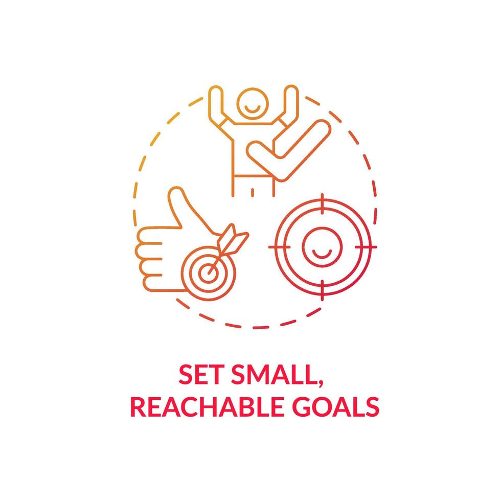 Set small, reachable goals concept icon. Parenting tip for ADHD abstract idea thin line illustration. Increasing focus and attention. Reward system. Vector isolated outline color drawing
